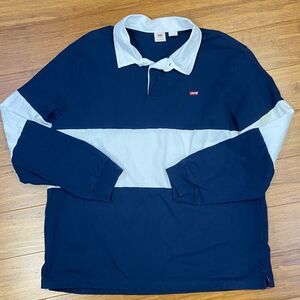 Levi's Navy and White Casual Quarter Button Down Shirt size XL